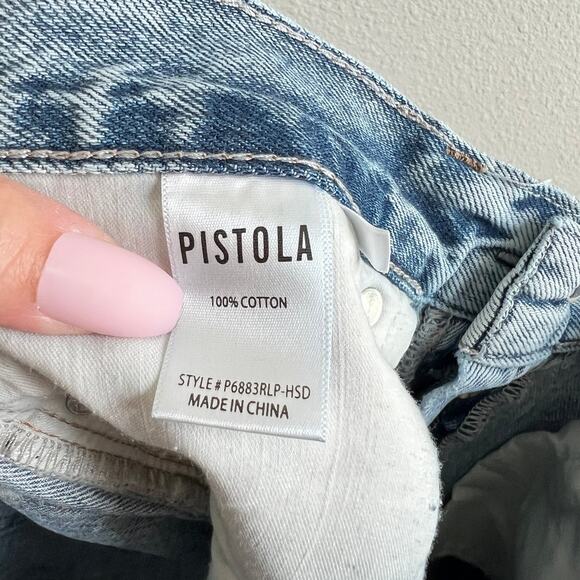 Pistola Charlie High Rise Straight Distressed Jeans Women's 26 Light Wash Cotton - Picture 8 of 9